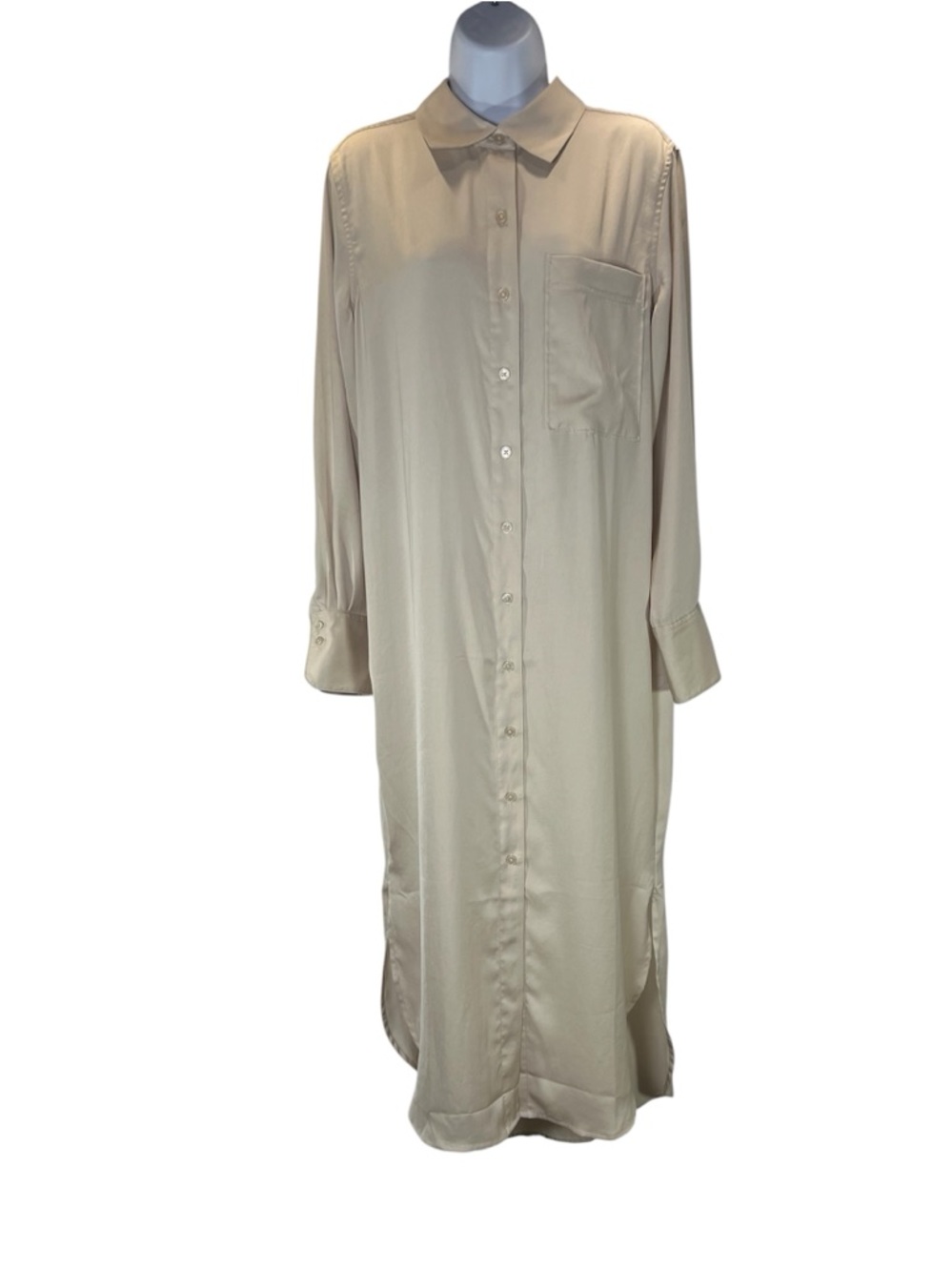 Banana Republic Cream Long Button-Up Maxi Shirt Dress